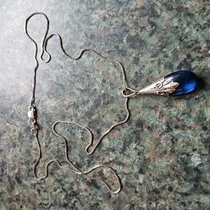 Womans Necklace 925 Blue Pendant